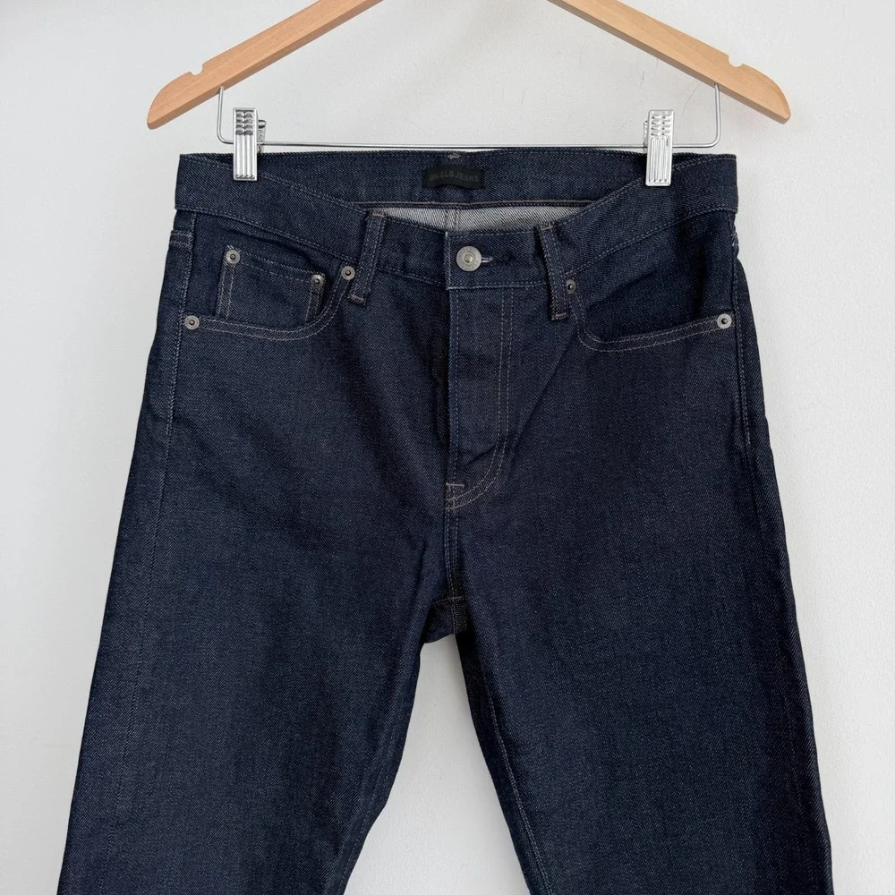 Uniqlo Jeans Mens 30x34 Selvedge Denim Slim Straight Stretch Dark Wash Kaihara